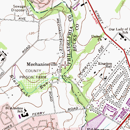 Topographic Map of Mechanicsville, PA