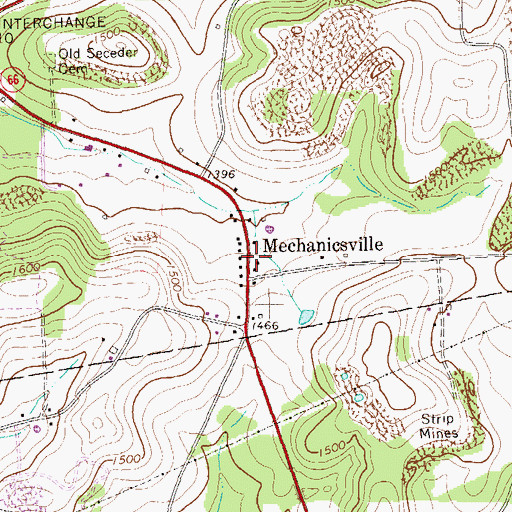 Topographic Map of Mechanicsville, PA