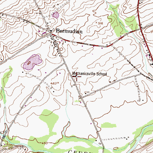 Topographic Map of Mechanicsville School, PA