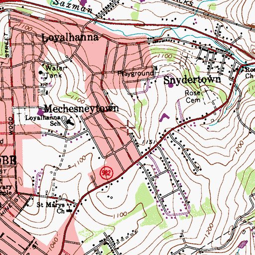 Topographic Map of McChesneytown, PA