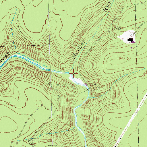Topographic Map of Meeker Run, PA