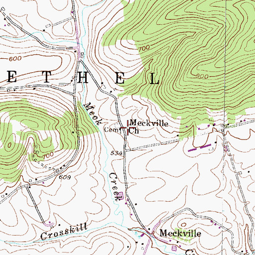 Topographic Map of Meckville Church, PA