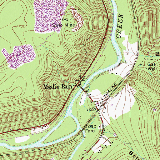 Topographic Map of Medix Run, PA