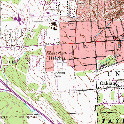 Topographic Map of Madonna Cemetery, PA