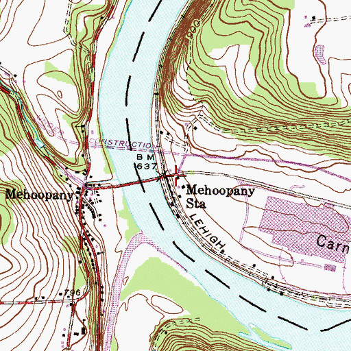 Topographic Map of Mehoopany Station, PA