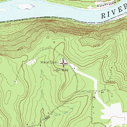Topographic Map of Melat Cemetery, PA