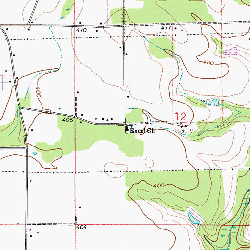 Topographic Map of Excel Church, AL