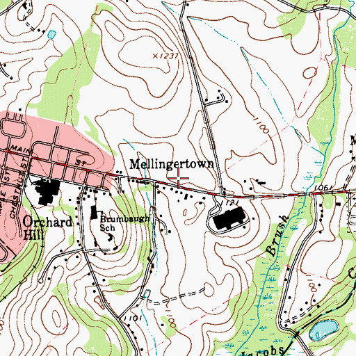 Topographic Map of Mellingertown, PA