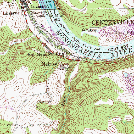 Topographic Map of Melrose, PA