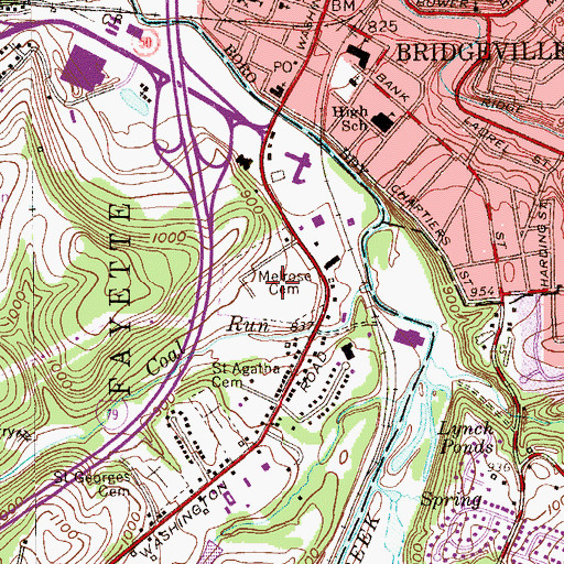 Topographic Map of Melrose Cemetery, PA