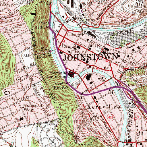 Topographic Map of Memorial Auditorium, PA