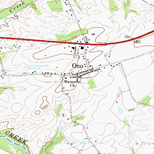 Topographic Map of Ono United Methodist Church, PA