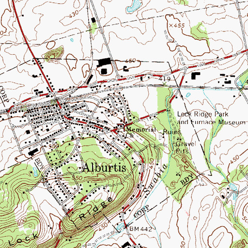 Topographic Map of Memorial Church, PA