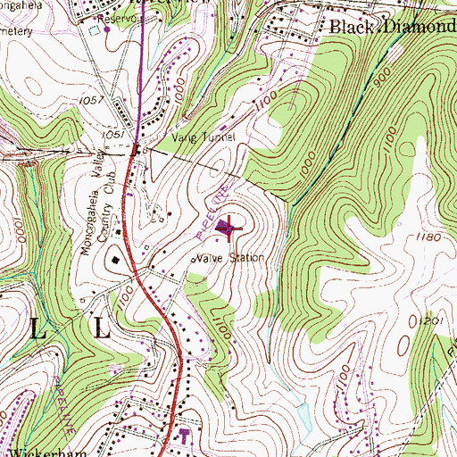 Topographic Map of Monongahela Valley Hospital, PA