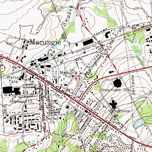 Topographic Map of Memorial Park, PA