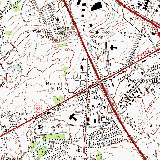 Topographic Map of Memorial Park, PA