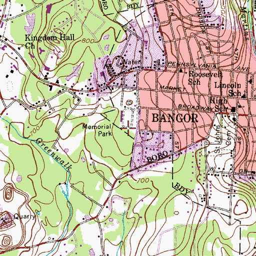 Topographic Map of Memorial Park, PA
