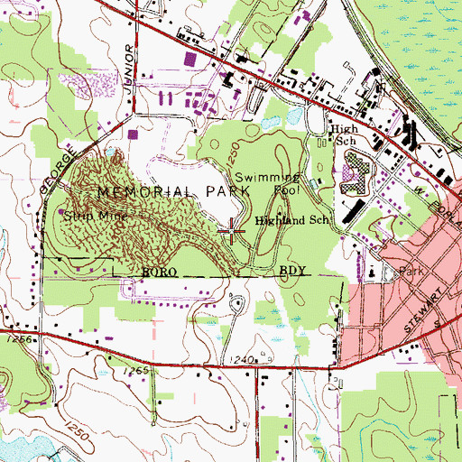 Topographic Map of Memorial Park, PA