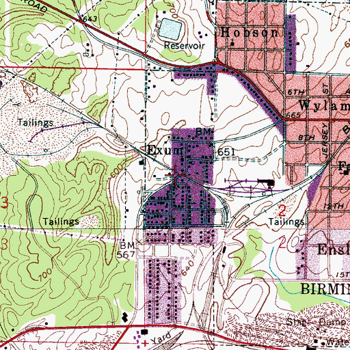 Topographic Map of Exum, AL