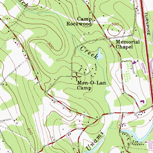 Topographic Map of Men-O-Lan Camp, PA