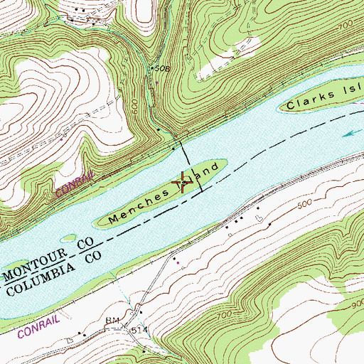 Topographic Map of Menches Island, PA