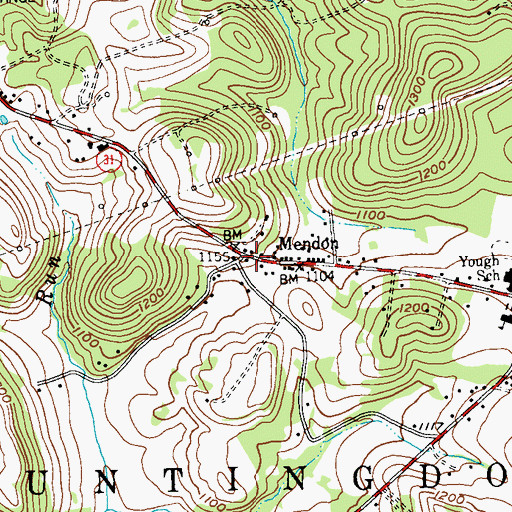 Topographic Map of Mendon, PA