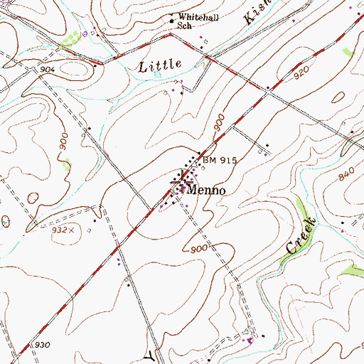 Topographic Map of Menno, PA