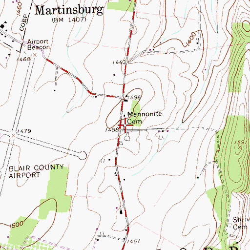 Topographic Map of Mennonite Cemetery, PA
