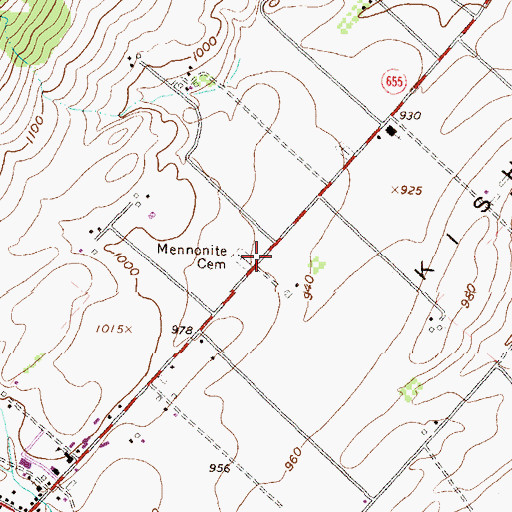 Topographic Map of Mennonite Cemetery, PA