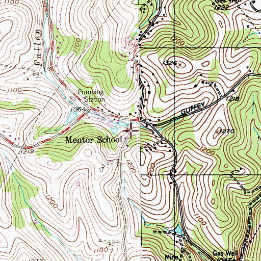Topographic Map of Mentor School, PA