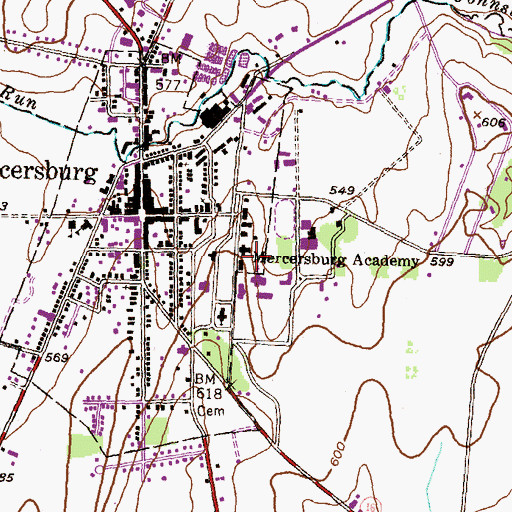 Topographic Map of Mercersburg Academy, PA