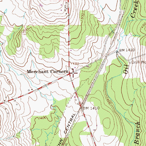 Topographic Map of Merchant Corners, PA