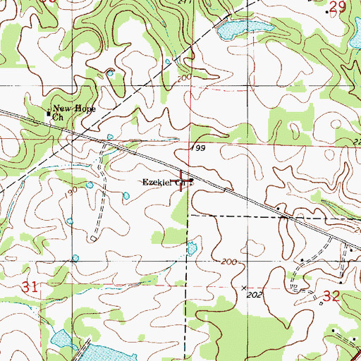 Topographic Map of Ezekiel Church, AL