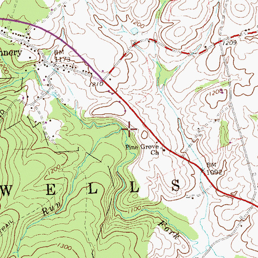 Topographic Map of Meredith Run, PA
