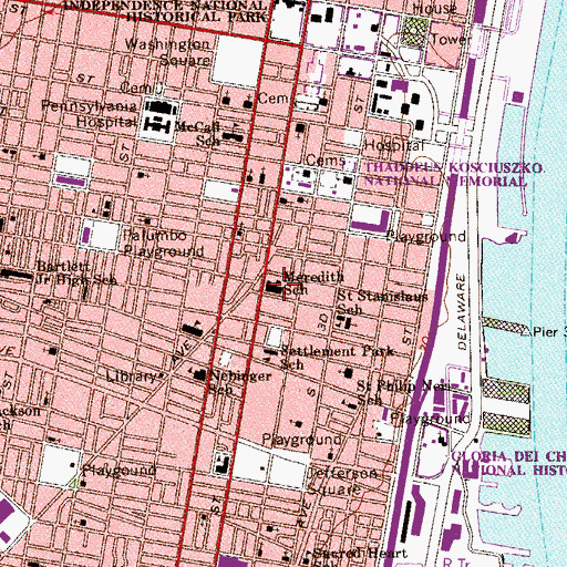 Topographic Map of Meredith School, PA
