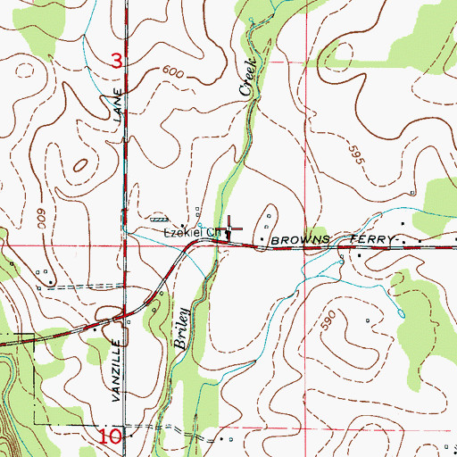 Topographic Map of Ezekiel Church, AL