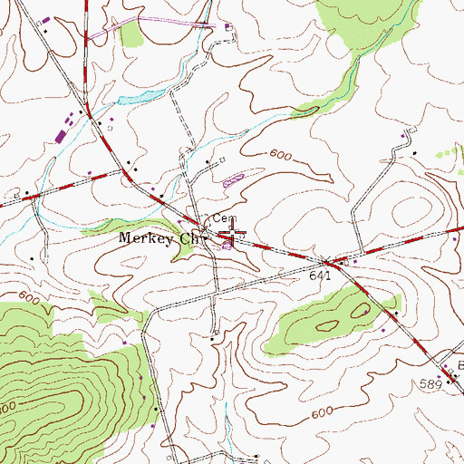 Topographic Map of Merkey Church, PA