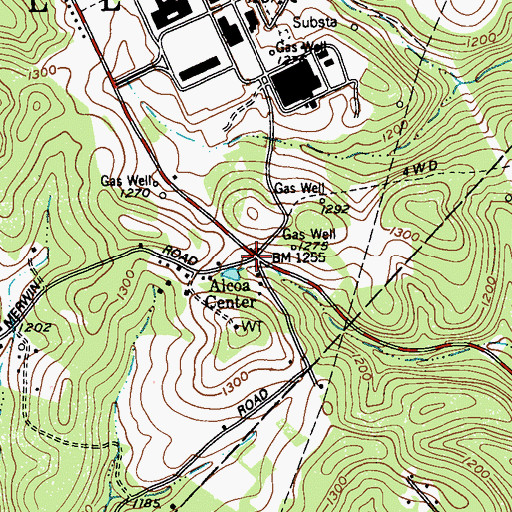 Topographic Map of Alcoa Center, PA