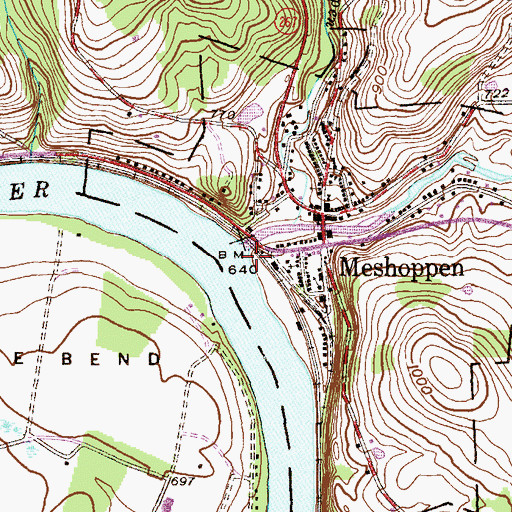 Topographic Map of Meshoppen Creek, PA