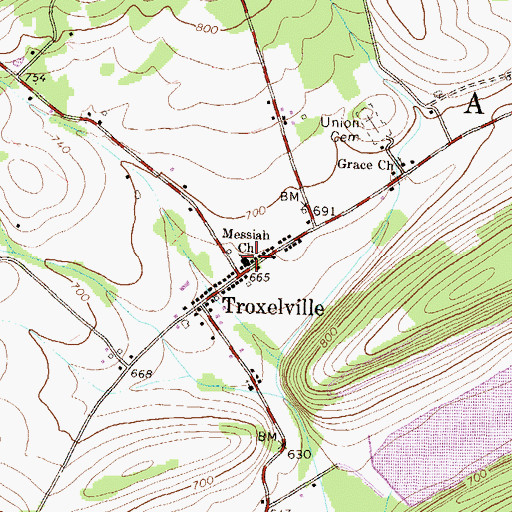 Topographic Map of Messiah Church, PA