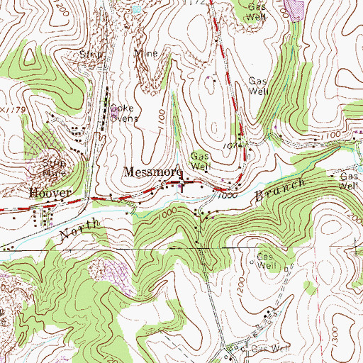 Topographic Map of Messmore, PA