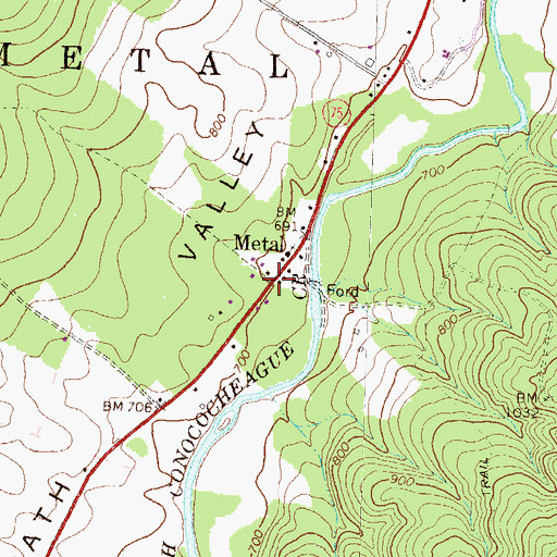 Topographic Map of Metal, PA