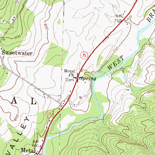 Topographic Map of Metal Church, PA