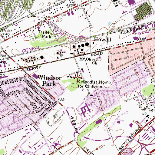 Topographic Map of Methodist Home for Children, PA