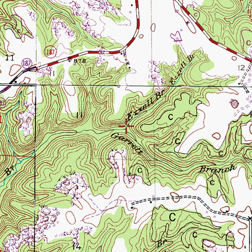 Topographic Map of Ezzell Branch, AL