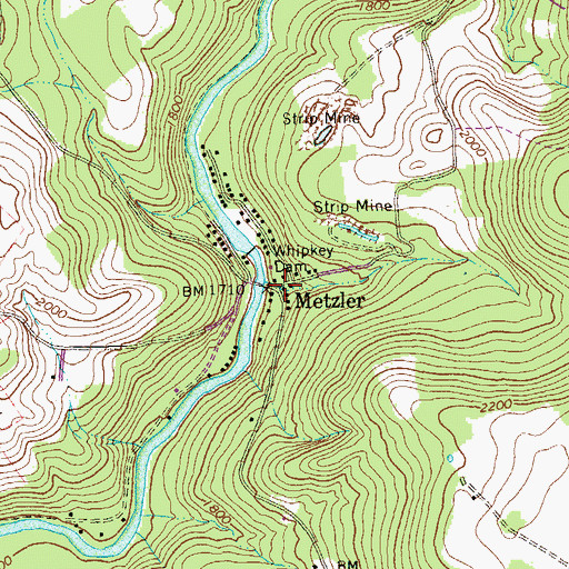 Topographic Map of Metzler, PA