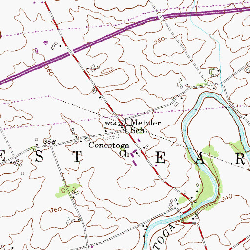 Topographic Map of Metzler School, PA