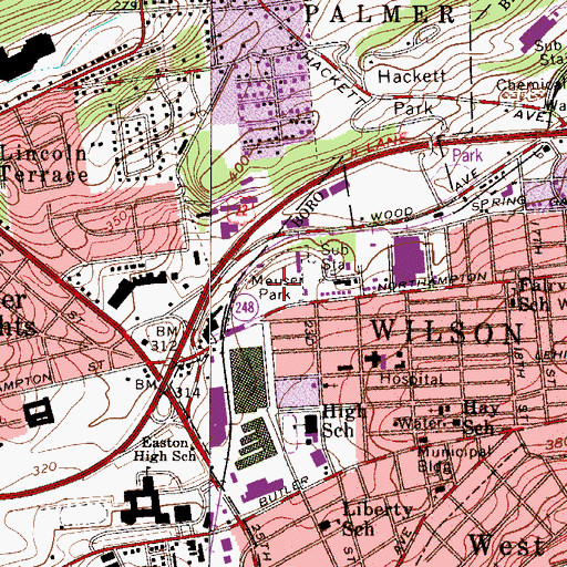 Topographic Map of Meuser Park, PA