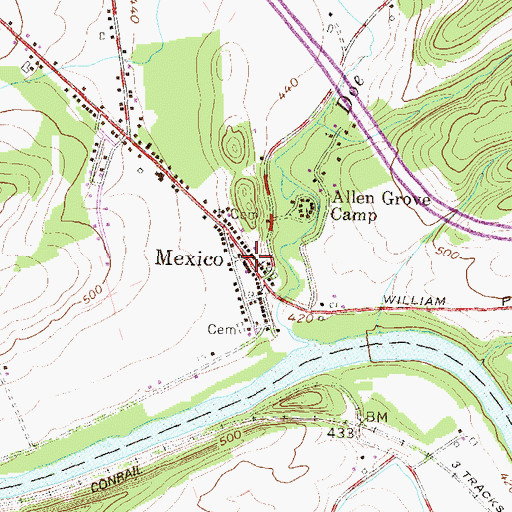 Topographic Map of Mexico, PA