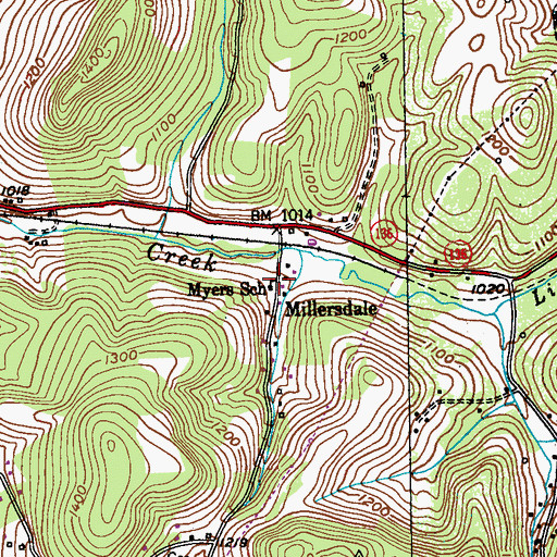 Topographic Map of Meyers School, PA